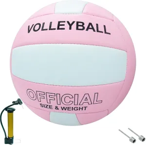 Soft Volleyball Official Size 5 for Indoor Outdoor Beach Pool Gym Training, 1 Volleyball with 1 Pump & 2 Air Needles for Girls Boys Beginner Teenager Adult