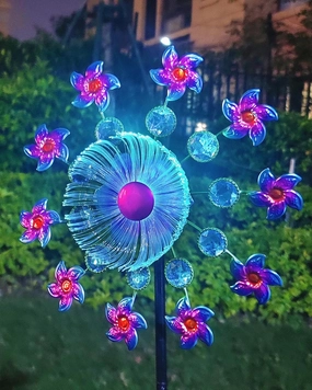 Solar Flower Wind Spinners for Yard and Garden, 40 Inch Solar Windmill Garden Whirligig Kinetic Spinners Decor for Lawn, Patio&Yard, Metal Wind Outdoor Sculpture