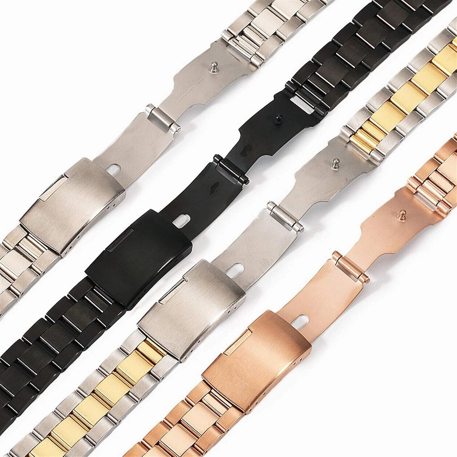 solid full stainless steel watch band wristwatch women straps men's accessories 16 18 20 22 24 26 28 30mm