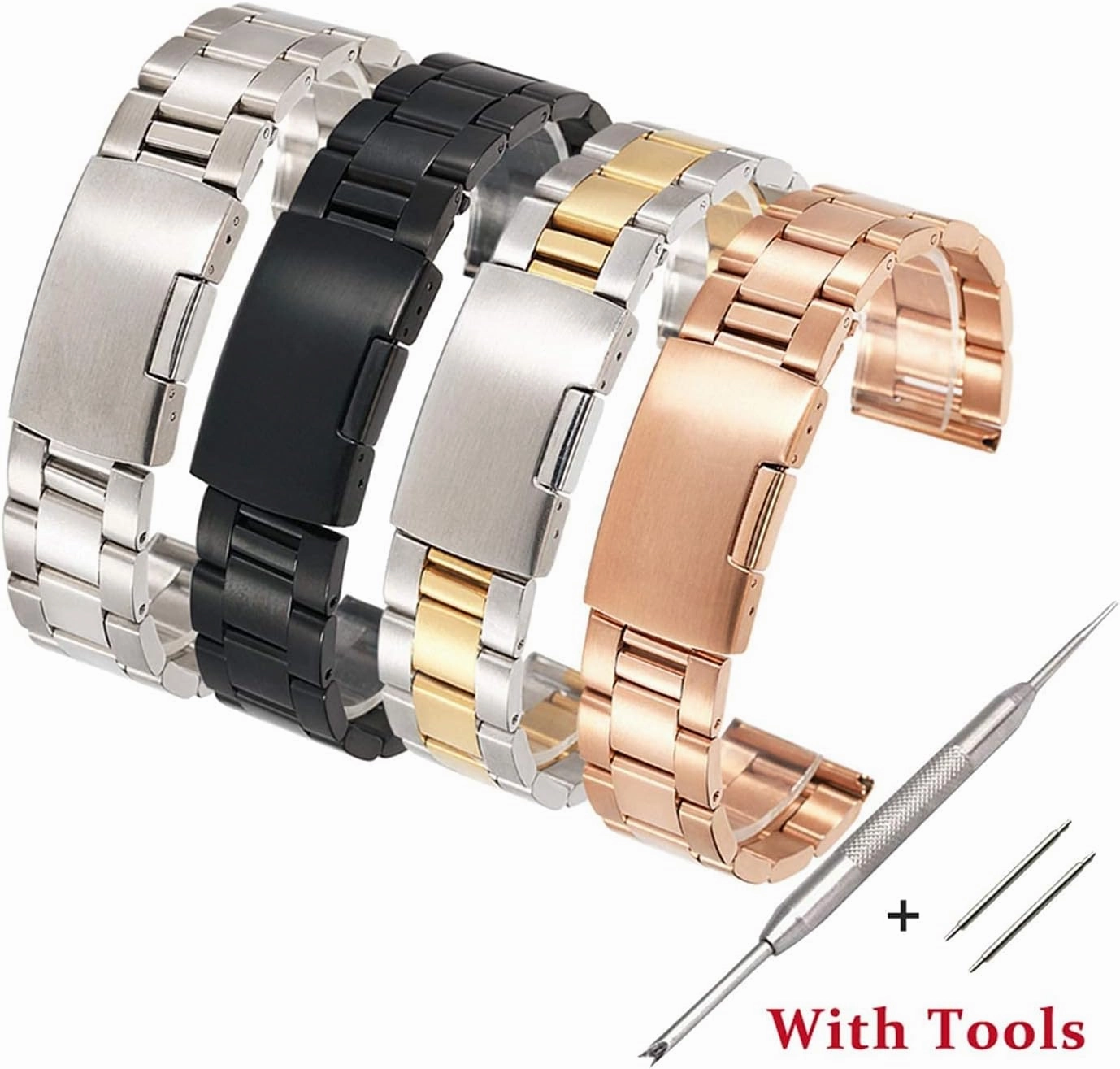 solid full stainless steel watch band wristwatch women straps men's accessories 16 18 20 22 24 26 28 30mm