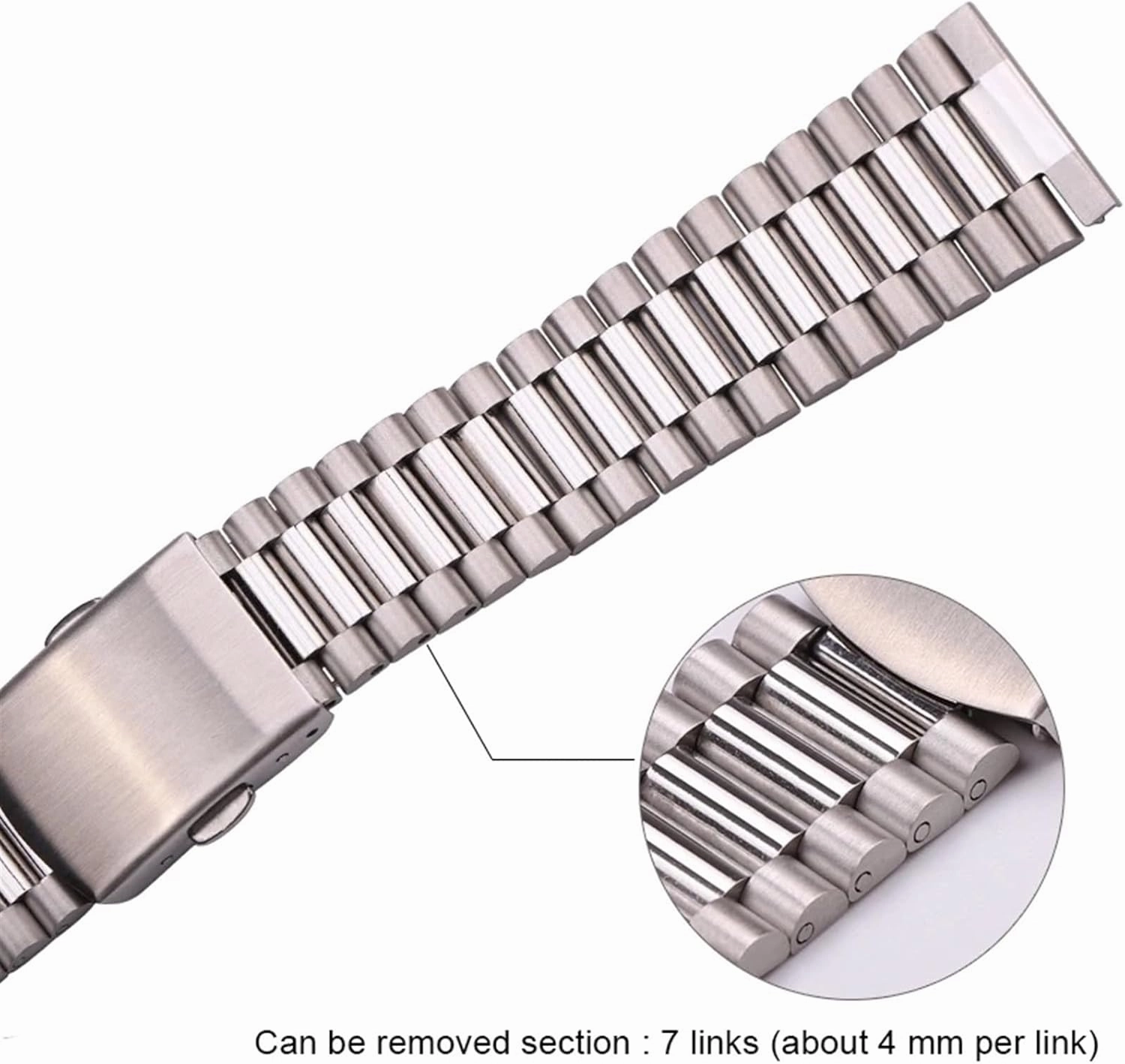 Solid Stainless Steel Bracelet Strap Silver Gold Watchband 14mm 16mm 18mm 20mm Metal Double Clasp Men Women Watch Band