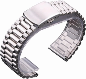 Solid Stainless Steel Bracelet Strap Silver Gold Watchband 14mm 16mm 18mm 20mm Metal Double Clasp Men Women Watch Band