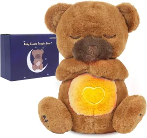Soothe Snuggle Bear Plush, Soothing Breathing Bear Stuffed Animal for Anxiety Adults and Kids, Sleeping Bear Plushies with Realistic Breathing Motion and Lights Music (Bear)