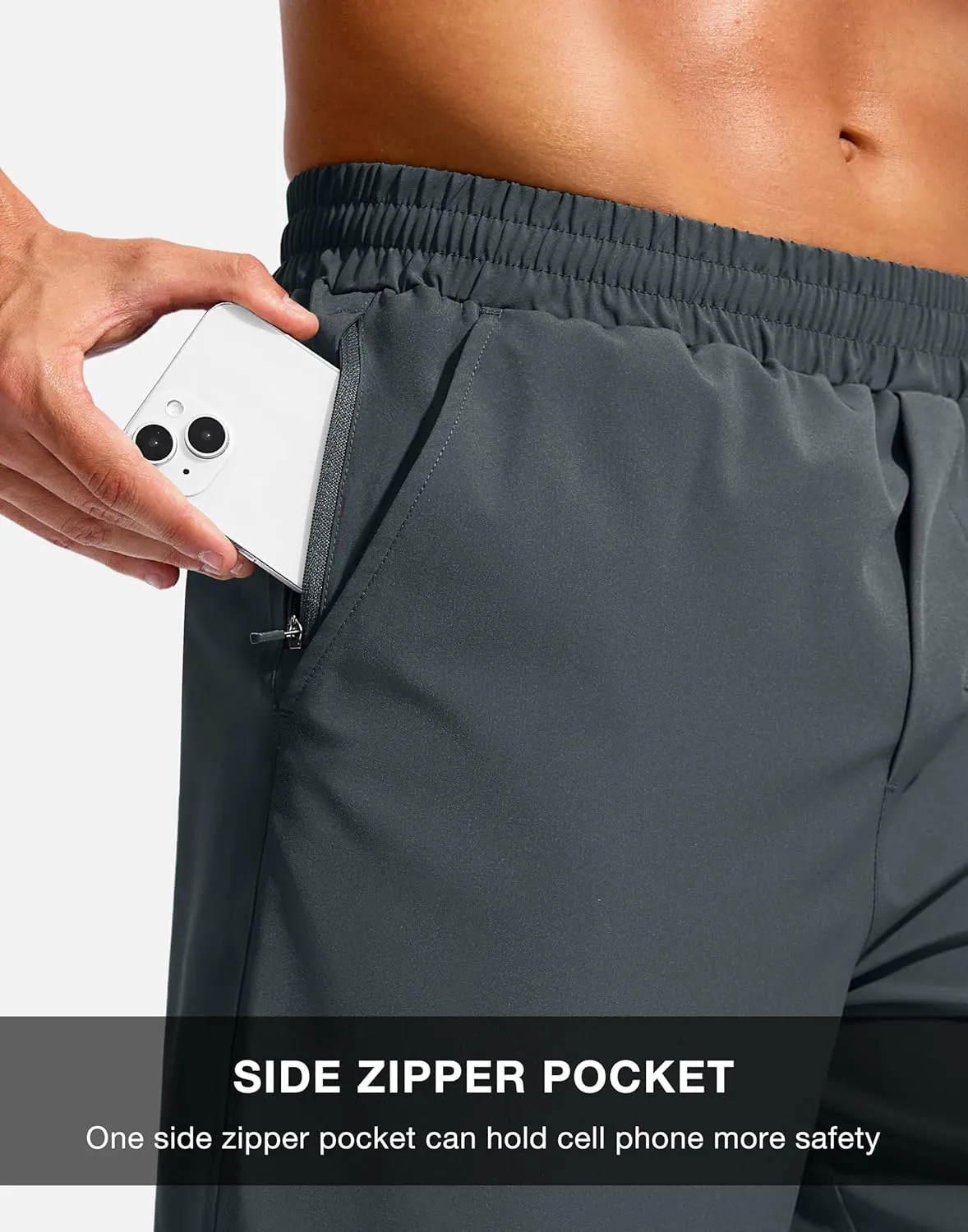 Soothfeel Men's Athletic Workout Shorts with Zipper Pocket 5"/7" Running Gym Shorts for Men Lightweight Quick Dry Tennis