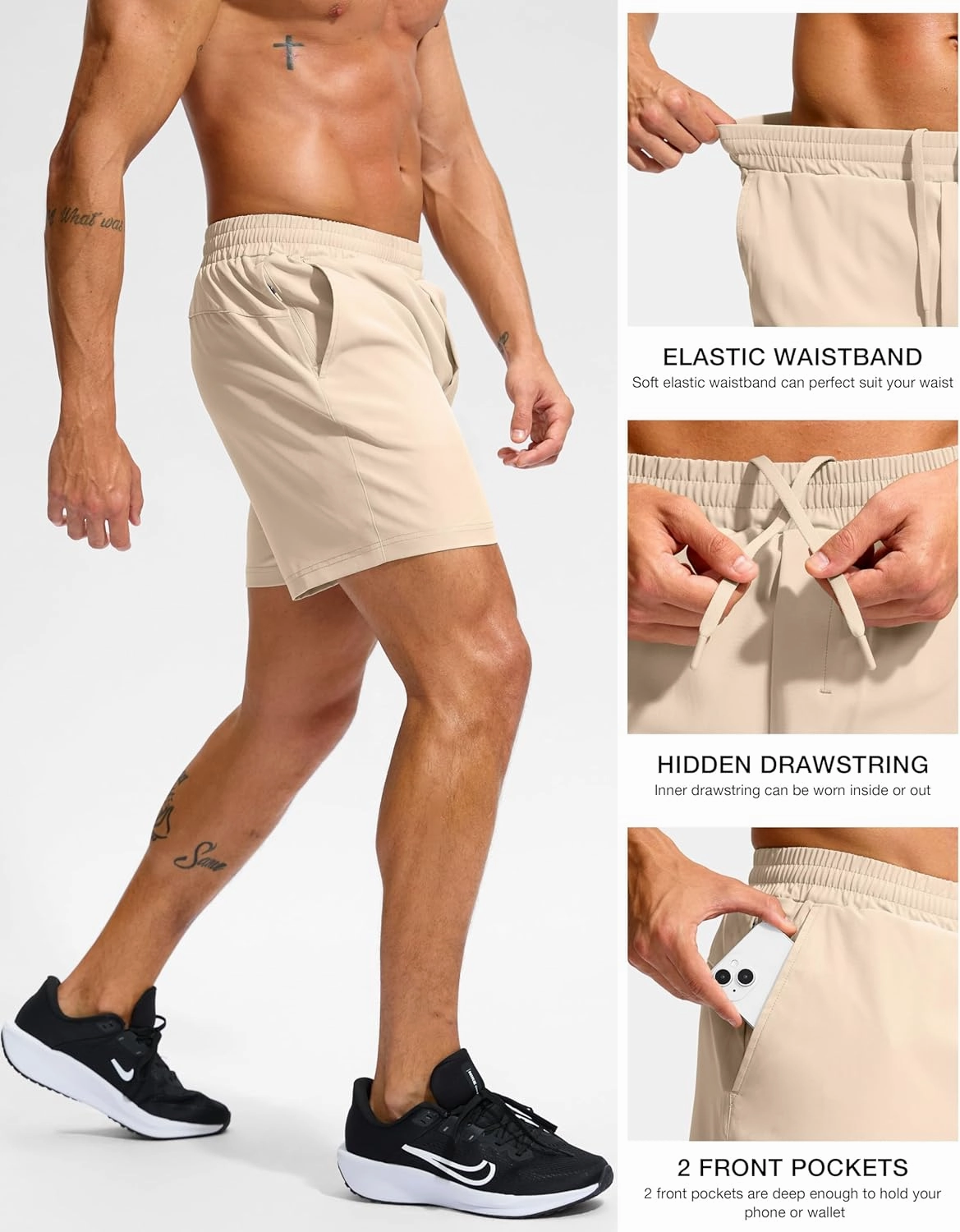 Soothfeel Men's Athletic Workout Shorts with Zipper Pocket 5"/7" Running Gym Shorts for Men Lightweight Quick Dry Tennis