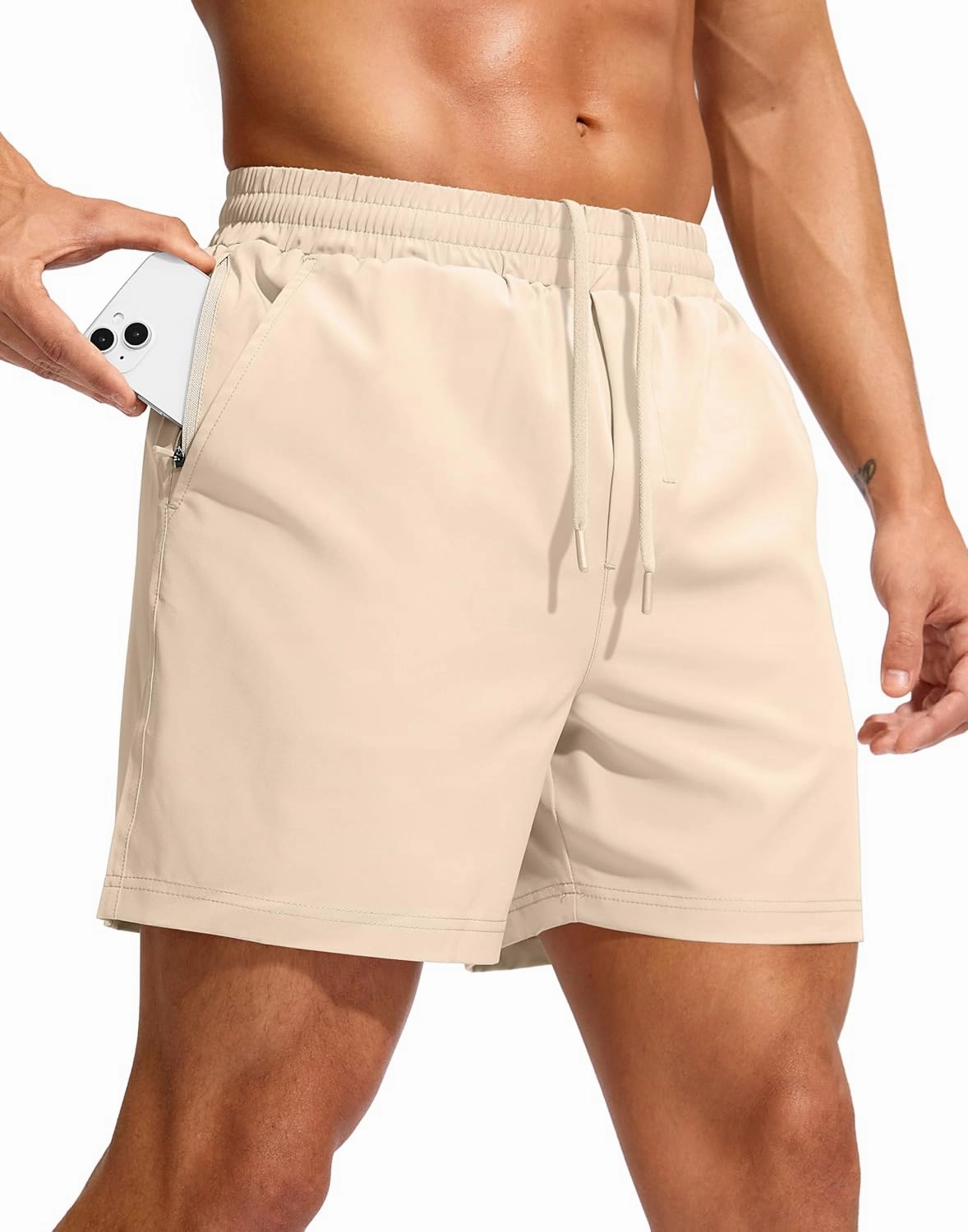 Soothfeel Men's Athletic Workout Shorts with Zipper Pocket 5"/7" Running Gym Shorts for Men Lightweight Quick Dry Tennis