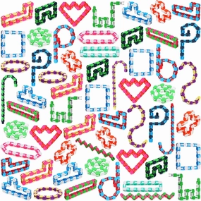 Sotiff 60 Pieces Wacky Track Fidget Toy Fidget Wacky Tracks Snap Colorful Snake Toys Gifts for Kids Adult Autism Stress Relief Therapy Toys Keeps Mind Focused(Vivid Color,24 Links)