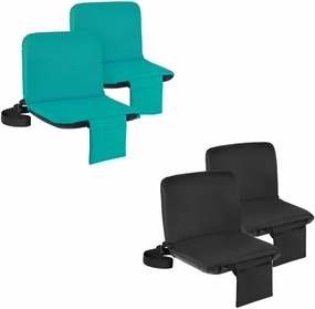 Sportneer Stadium Seats with Back Support- 6 Reclining Position Folding Bleacher Chairs with Backs and Cushion Padded Stadium Chair with Shoulder Strap
