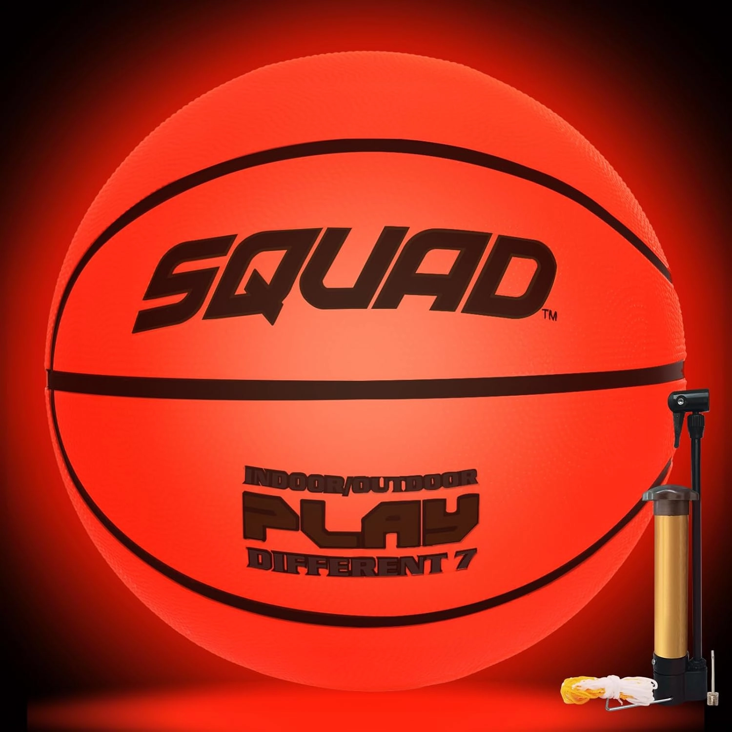 SQUAD Glow in The Dark Basketball - Official Size 7 (29.5") - Glowing Luminous Light Up LED Basketball - Perfect for Night Games & Training - Unique Gift for Kids, Youths