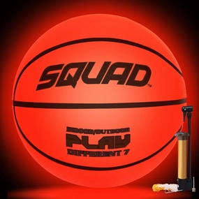 SQUAD Glow in The Dark Basketball - Official Size 7 (29.5") - Glowing Luminous Light Up LED Basketball - Perfect for Night Games & Training - Unique Gift for Kids, Youths