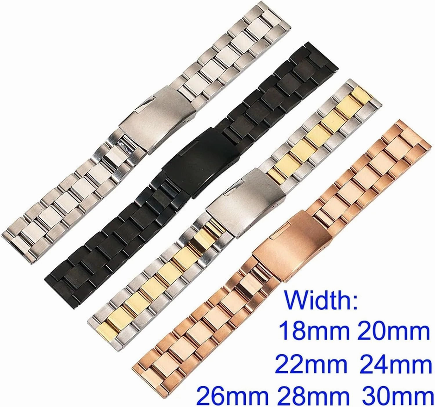 Stainless Steel 18mm 20mm 22mm 24mm 26mm 28mm 30mm Watch Band Solid Classic General Metal Strap Watchband Belt