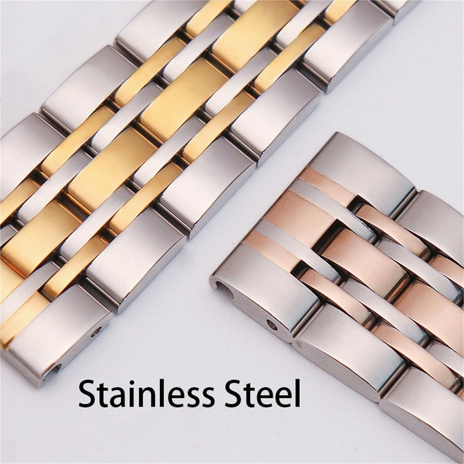 Stainless Steel Metal Watch Band 18mm 20mm Wristband Suitable for Smart Watch Quartz Watch Men Women Universal Folding Buckle Watch Strap