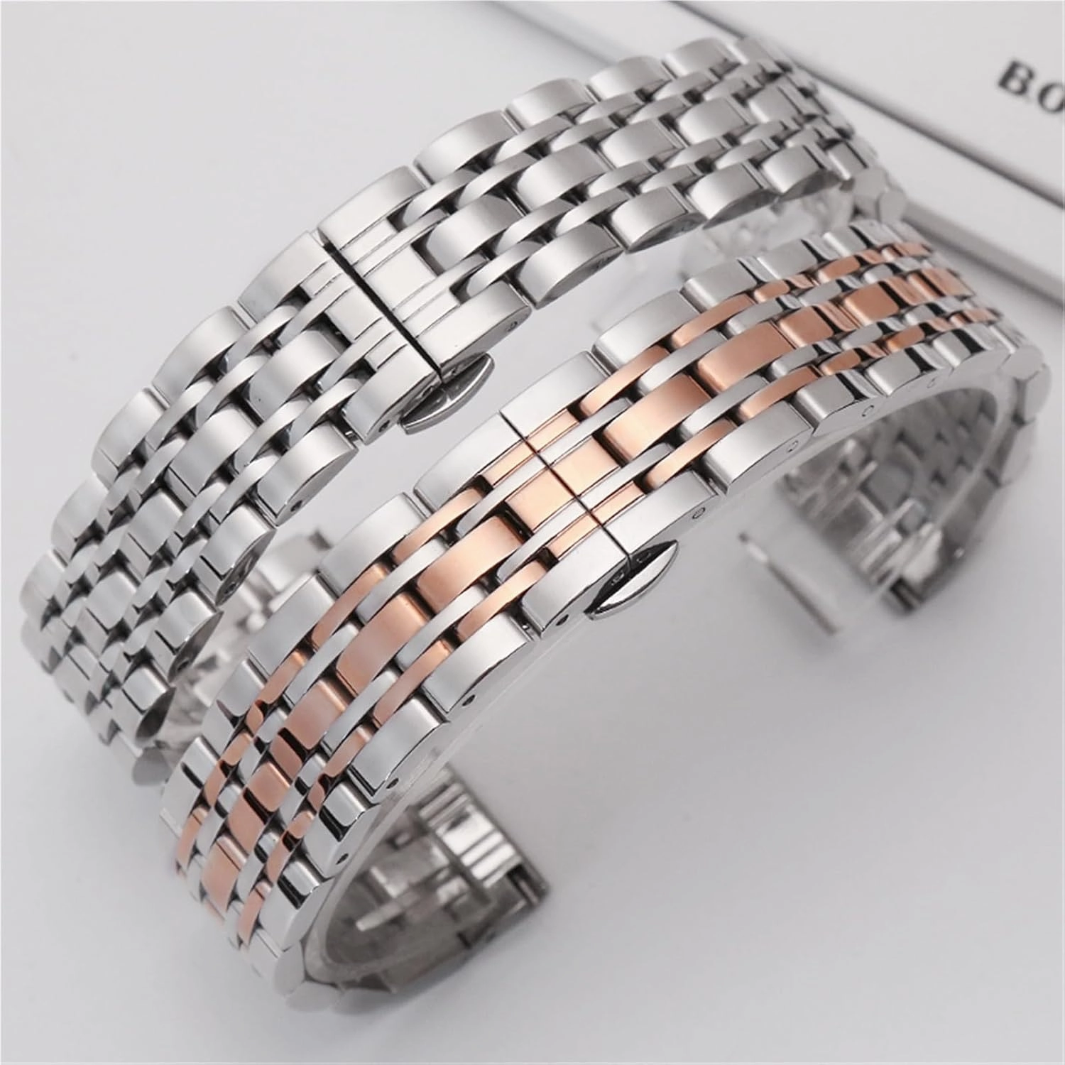 Stainless Steel Metal Watch Band 18mm 20mm Wristband Suitable for Smart Watch Quartz Watch Men Women Universal Folding Buckle Watch Strap