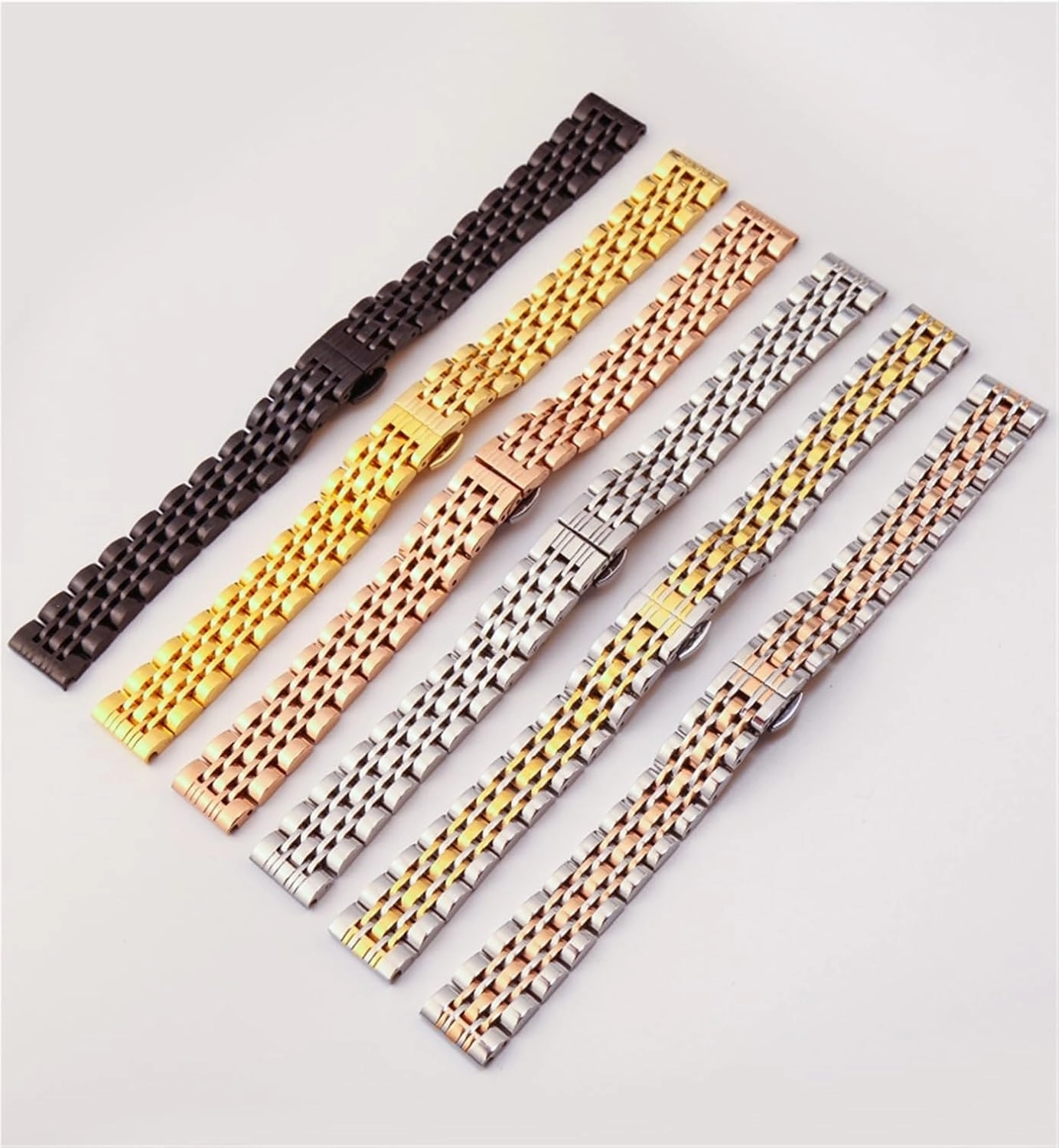 Stainless Steel Metal Watch Band 18mm 20mm Wristband Suitable for Smart Watch Quartz Watch Men Women Universal Folding Buckle Watch Strap