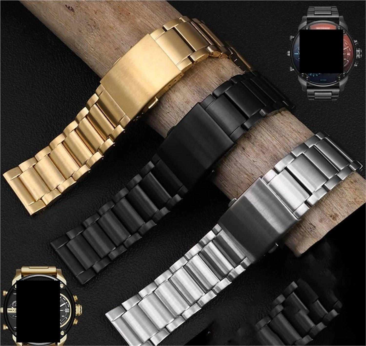 Stainless Steel Metal Watch Band 22mm Universal Replacement Wristband
