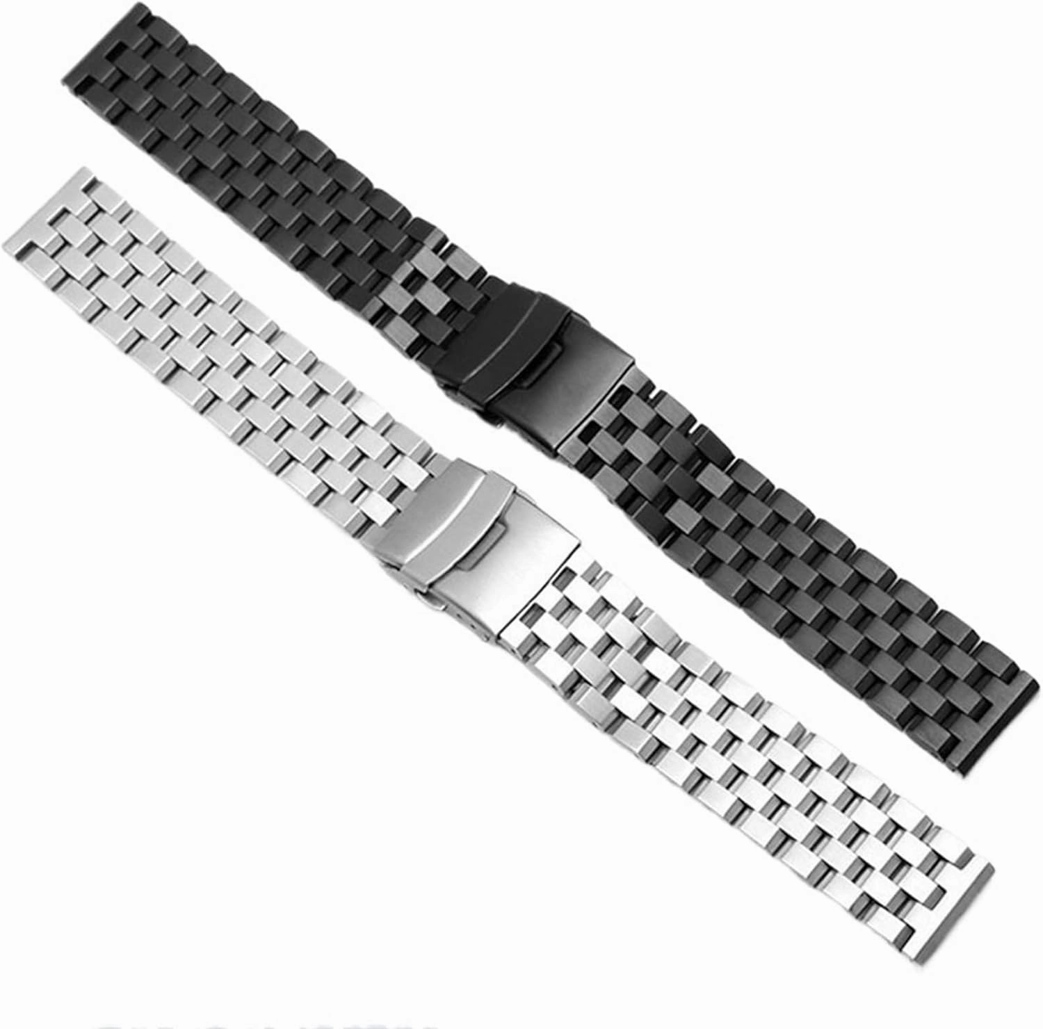 Stainless Steel Strap 18mm20mm Silver Black Metal Strap Women Men Bracelet Replacement Strap Suitable for Smart Watch Quartz Watch(Silver,18mm)