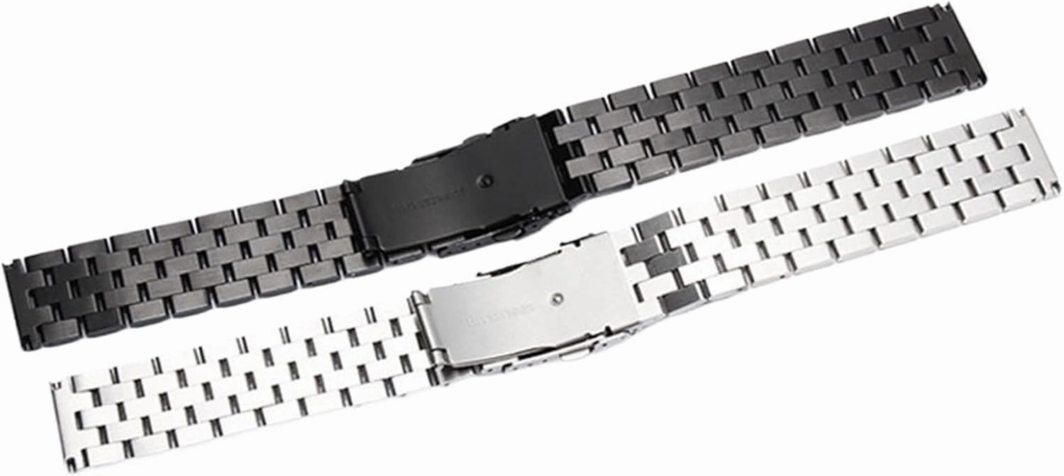 Stainless Steel Strap 18mm20mm Silver Black Metal Strap Women Men Bracelet Replacement Strap Suitable for Smart Watch Quartz Watch(Silver,18mm)