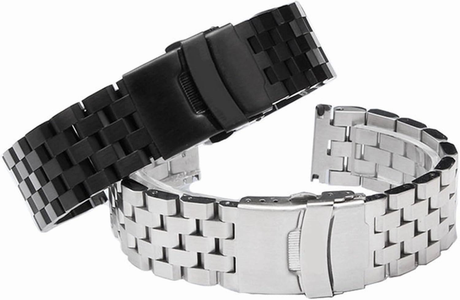 Stainless Steel Strap 18mm20mm Silver Black Metal Strap Women Men Bracelet Replacement Strap Suitable for Smart Watch Quartz Watch(Silver,18mm)