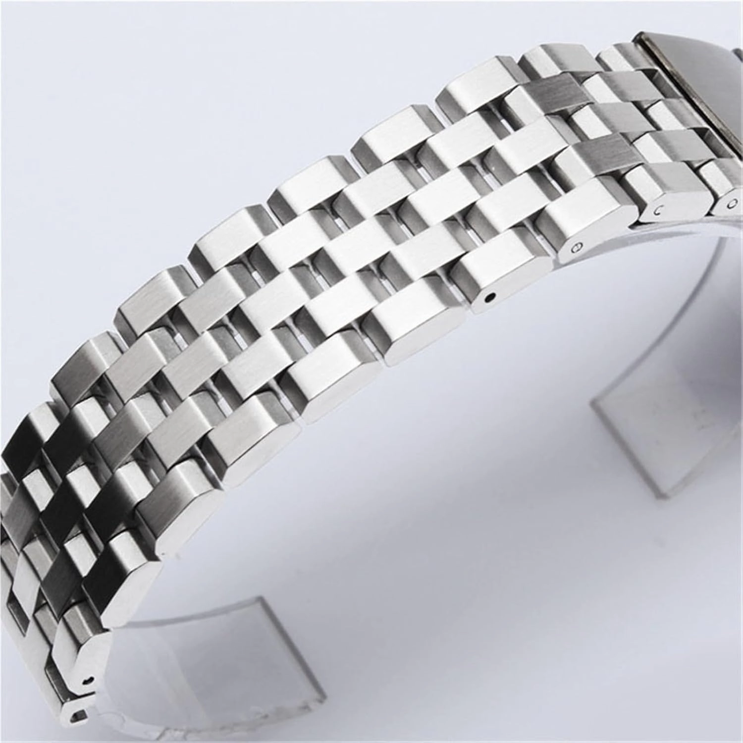 Stainless Steel Strap 18mm20mm Silver Black Metal Strap Women Men Bracelet Replacement Strap Suitable for Smart Watch Quartz Watch(Silver,18mm)