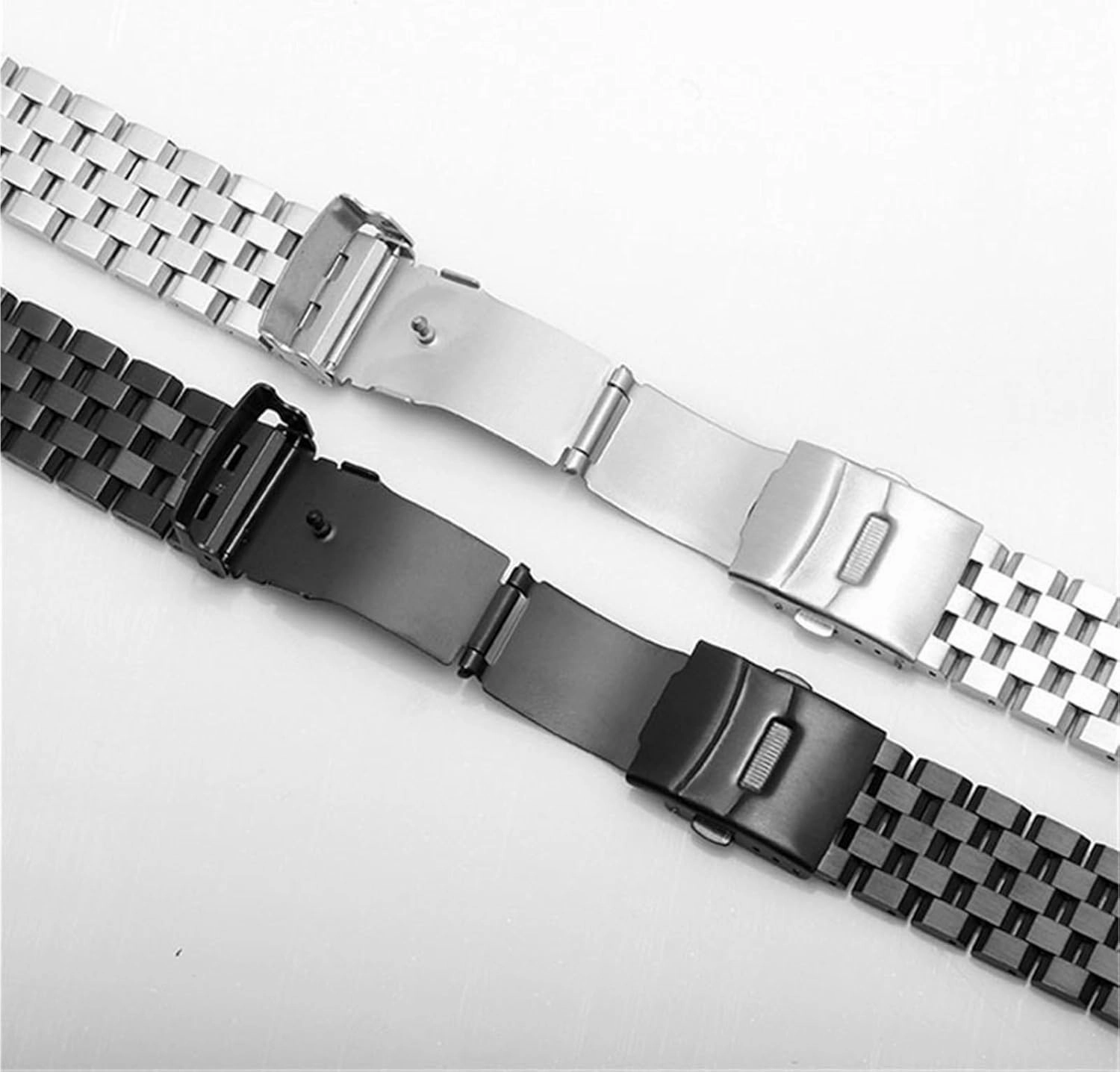 Stainless Steel Strap 18mm20mm Silver Black Metal Strap Women Men Bracelet Replacement Strap Suitable for Smart Watch Quartz Watch(Silver,18mm)