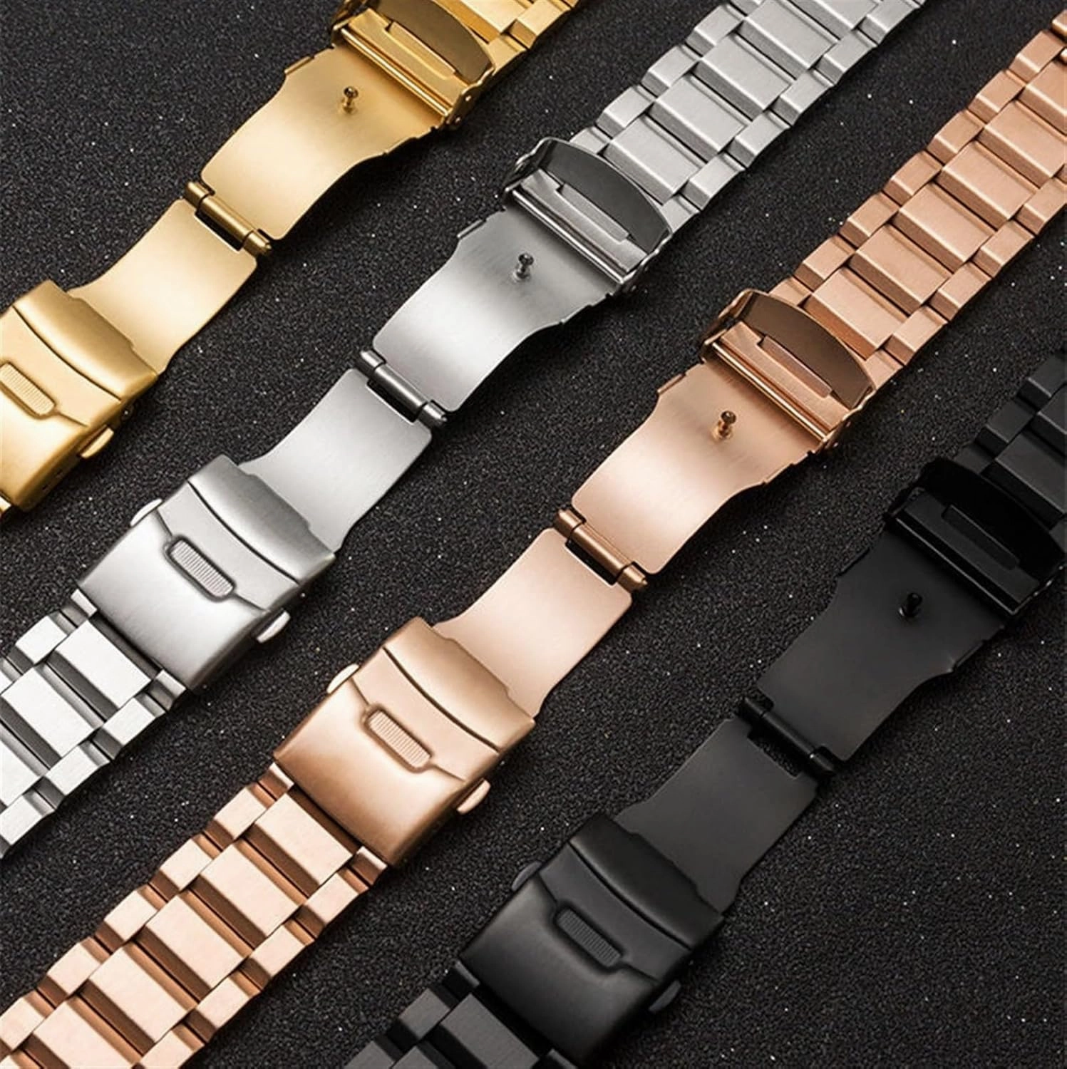 Stainless Steel Strap 20mm 22mm Universal Metal Folding Buckle Strap Unisex Quick Change Bracelet