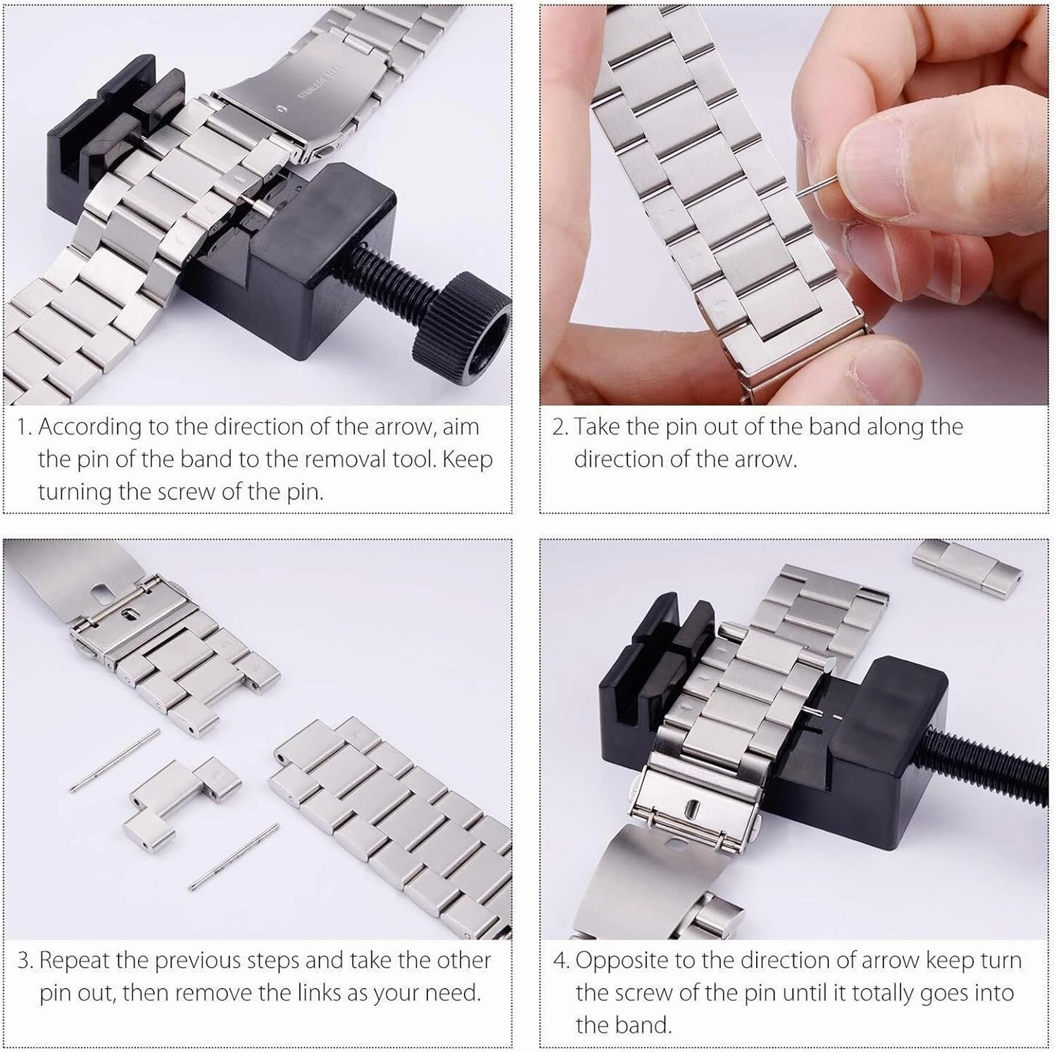 Stainless Steel Watch Band 22mm Replacement Watch Band Length Adjustable Unisex Replacement Bracelet Watch Accessories