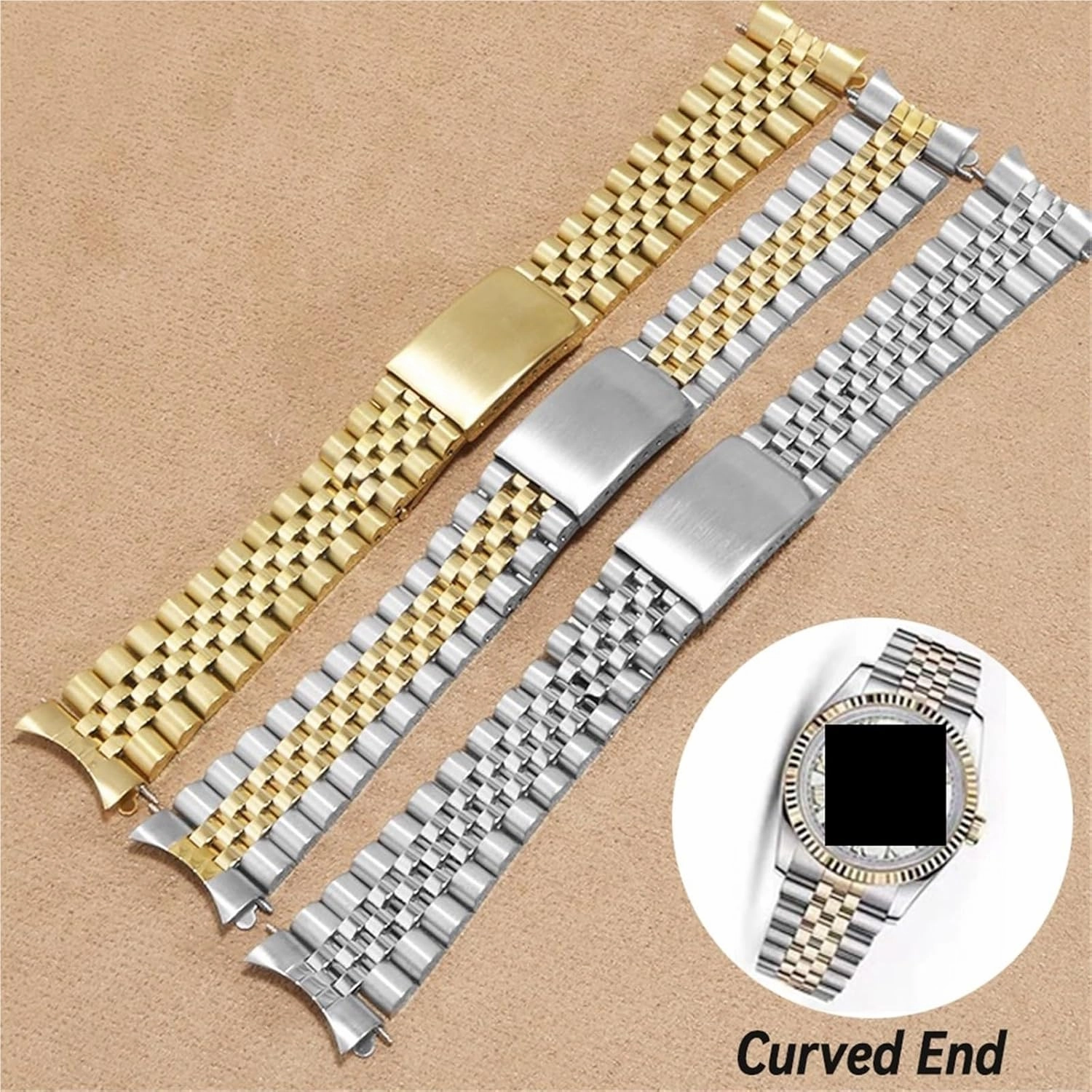 Stainless Steel Watch Band Metal Folding Buckle Wristband 18mm20mm Universal Men's Women's Bracelet Suitable for Smart Watch Quartz Watch