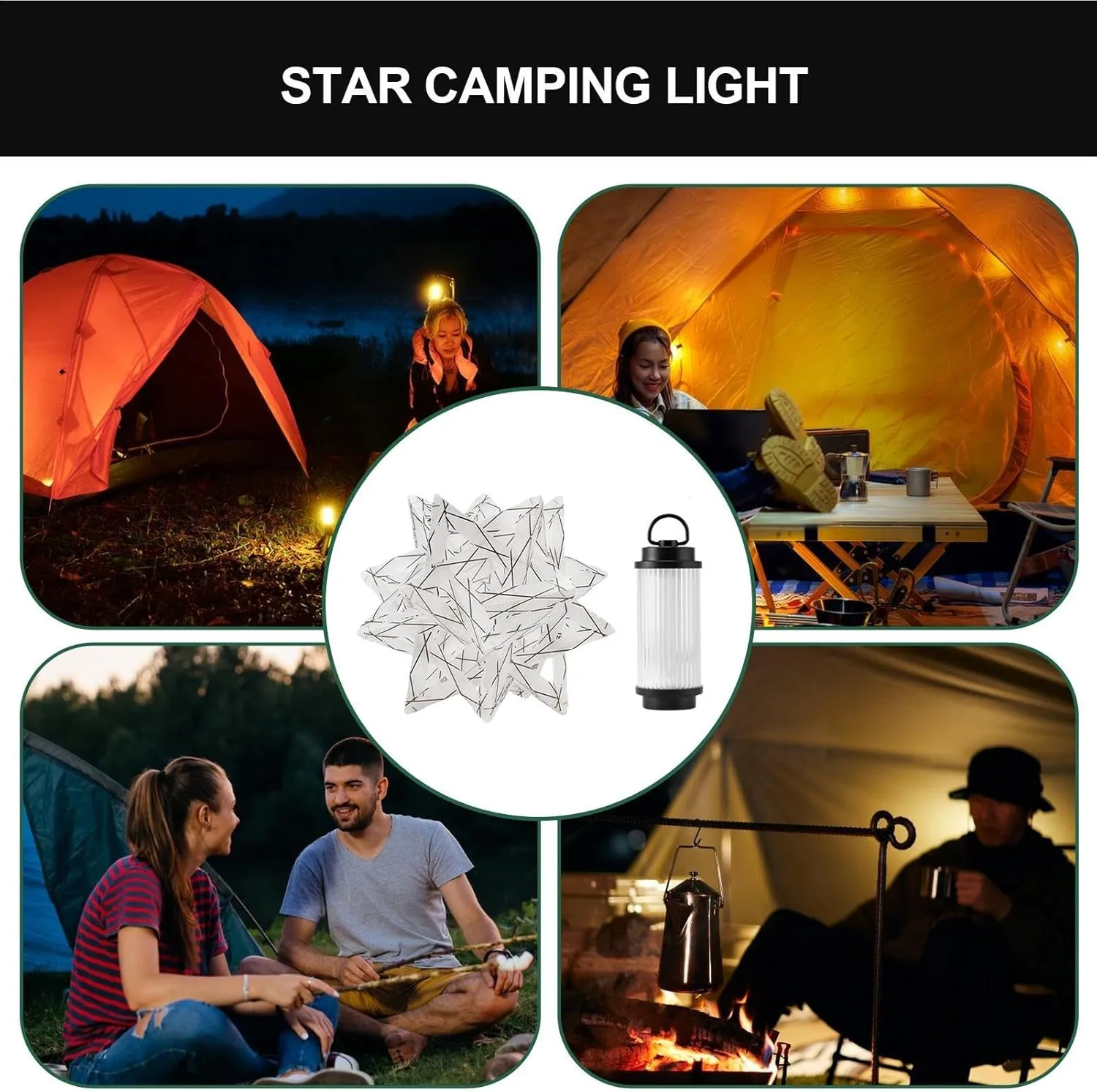 Star Light for Camping - Waterproof Polar Star Camping Lights - Outdoor Lighting, PP Board Lampshade Ornament, Camp Gear for Patio Awning Garden Party