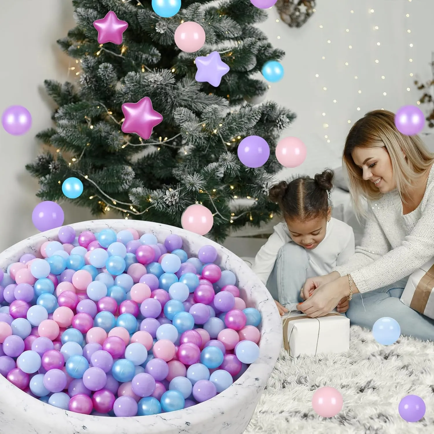 STARBOLO Ball Pit Balls 100 170 Bulk Pack - Crush Proof Non Toxic Plastic Balls Baby Girls Boy Kids Ball Pit | Play Tent Dogs Playhouse Playpen Party,2.2inches.