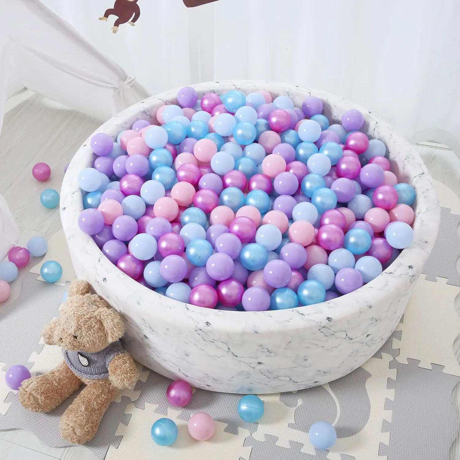 STARBOLO Ball Pit Balls 100 170 Bulk Pack - Crush Proof Non Toxic Plastic Balls Baby Girls Boy Kids Ball Pit | Play Tent Dogs Playhouse Playpen Party,2.2inches.