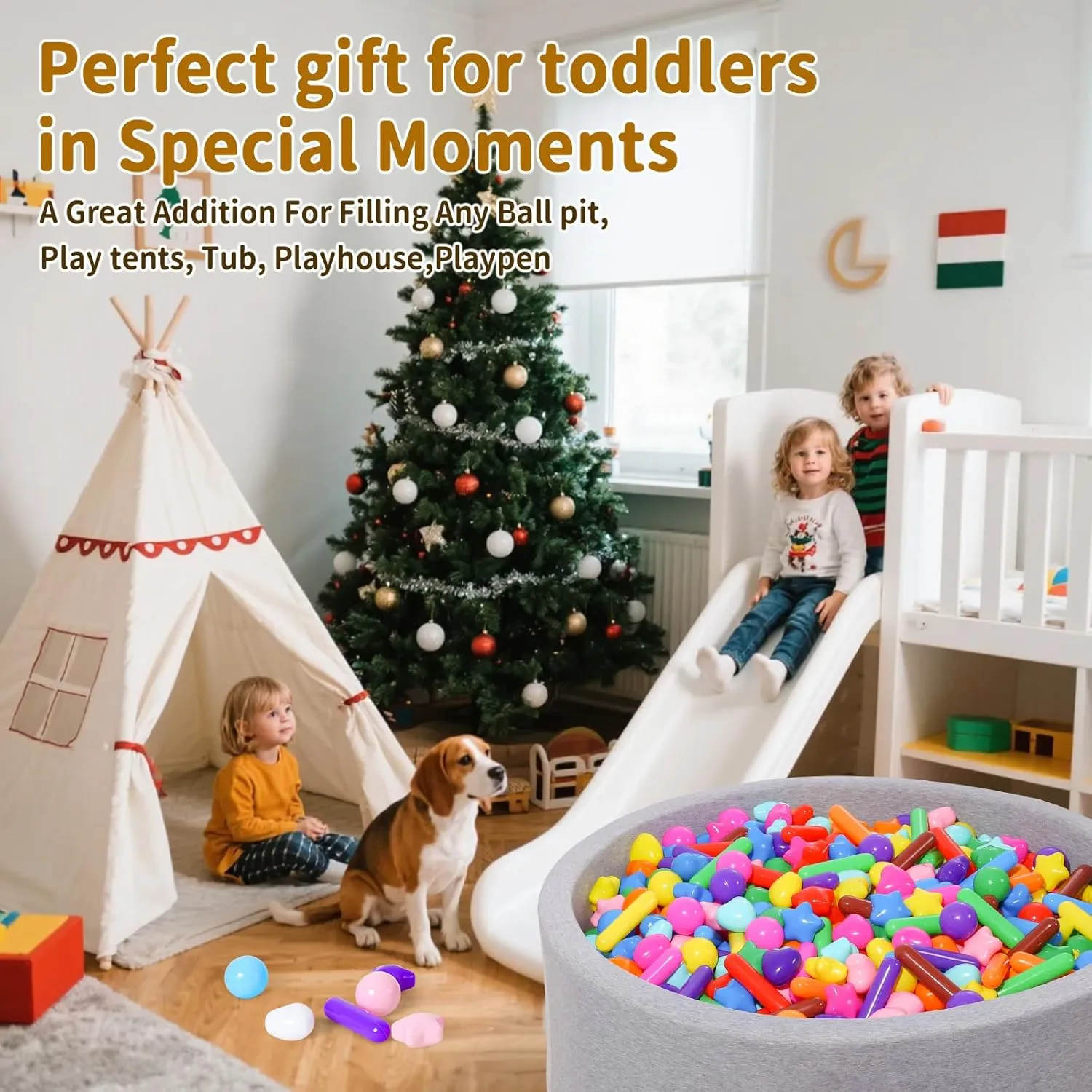 STARBOLO Ball Pit Balls for Toddlers - Colorful 200 Ball Pit Balls Crush Proof Plastic Toy Balls for Toddlers Ball Pits, Ball Pit Play Tent, Baby Pool Water Toys(Rainbow Colors)