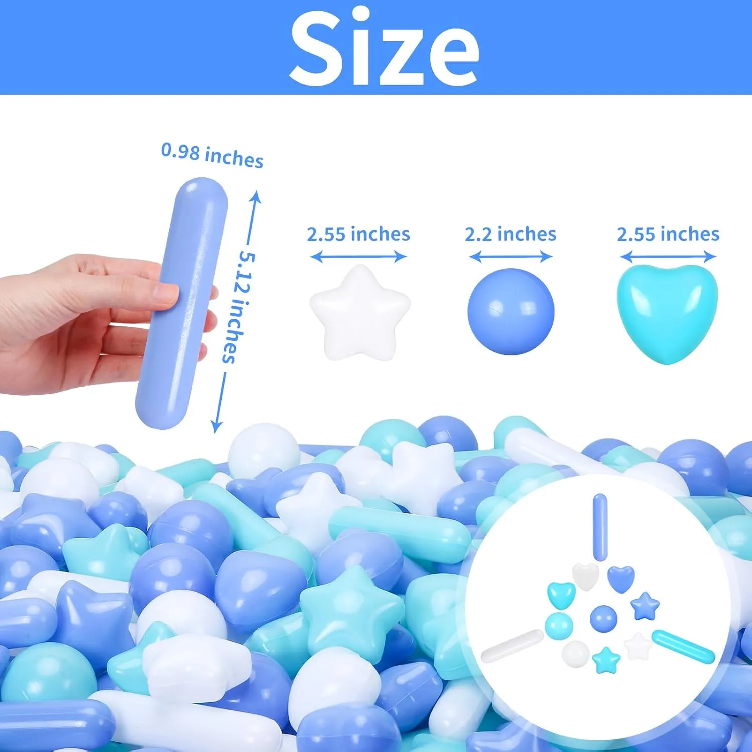 STARBOLO Ball Pit Balls for Toddlers - Macaron Ball Pit Balls Crush Proof Plastic Toy Balls for Toddlers Ball Pits, Ball Pit Play Tent, Baby Pool Water Toys,200pcs(Blue,Green,White)