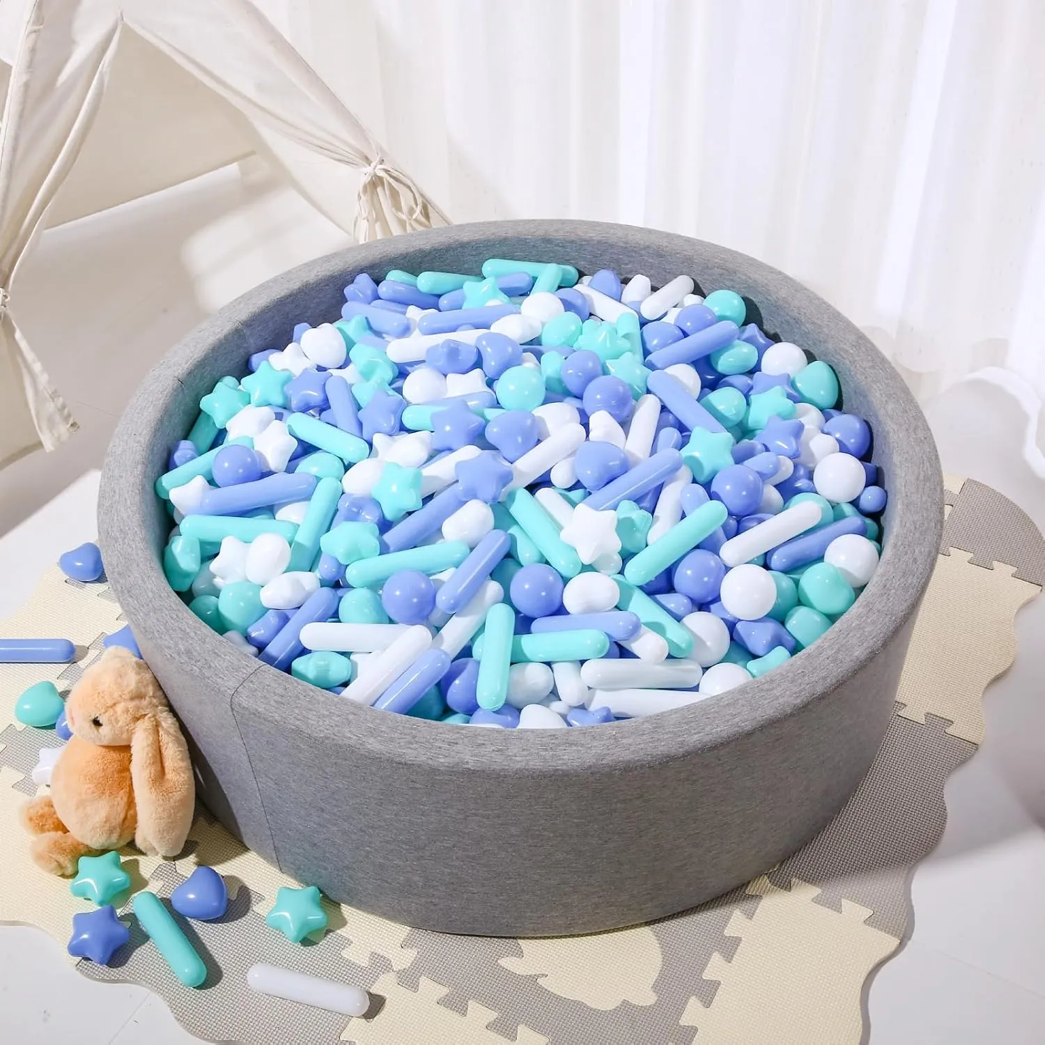 STARBOLO Ball Pit Balls for Toddlers - Macaron Ball Pit Balls Crush Proof Plastic Toy Balls for Toddlers Ball Pits, Ball Pit Play Tent, Baby Pool Water Toys,200pcs(Blue,Green,White)