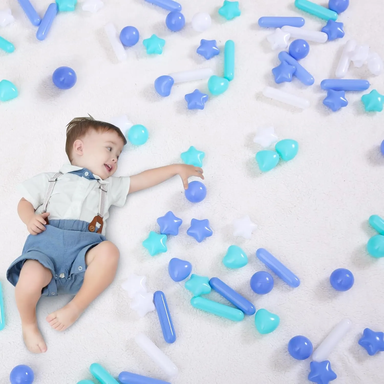 STARBOLO Ball Pit Balls for Toddlers - Macaron Ball Pit Balls Crush Proof Plastic Toy Balls for Toddlers Ball Pits, Ball Pit Play Tent, Baby Pool Water Toys,200pcs(Blue,Green,White)