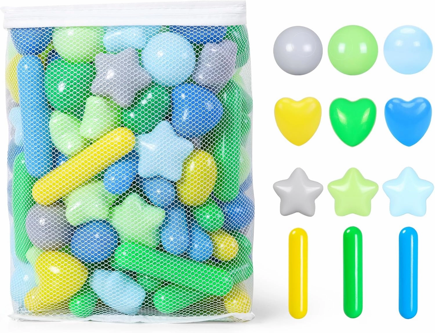 STARBOLO Ball Pit Balls for Toddlers - Macaron 150 Ball Pit Balls Crush Proof Plastic Toy Balls for Toddlers Ball Pits, Ball Pit Play Tent, Baby Pool Water Toys(Mixed Green)