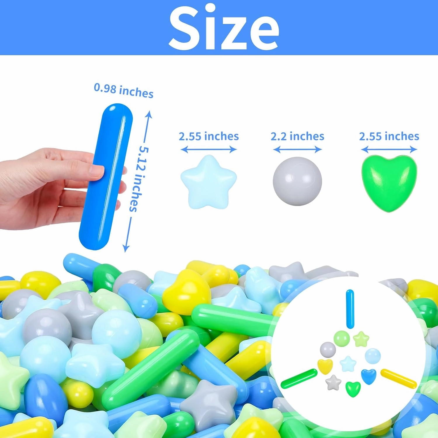 STARBOLO Ball Pit Balls for Toddlers - Macaron 150 Ball Pit Balls Crush Proof Plastic Toy Balls for Toddlers Ball Pits, Ball Pit Play Tent, Baby Pool Water Toys(Mixed Green)