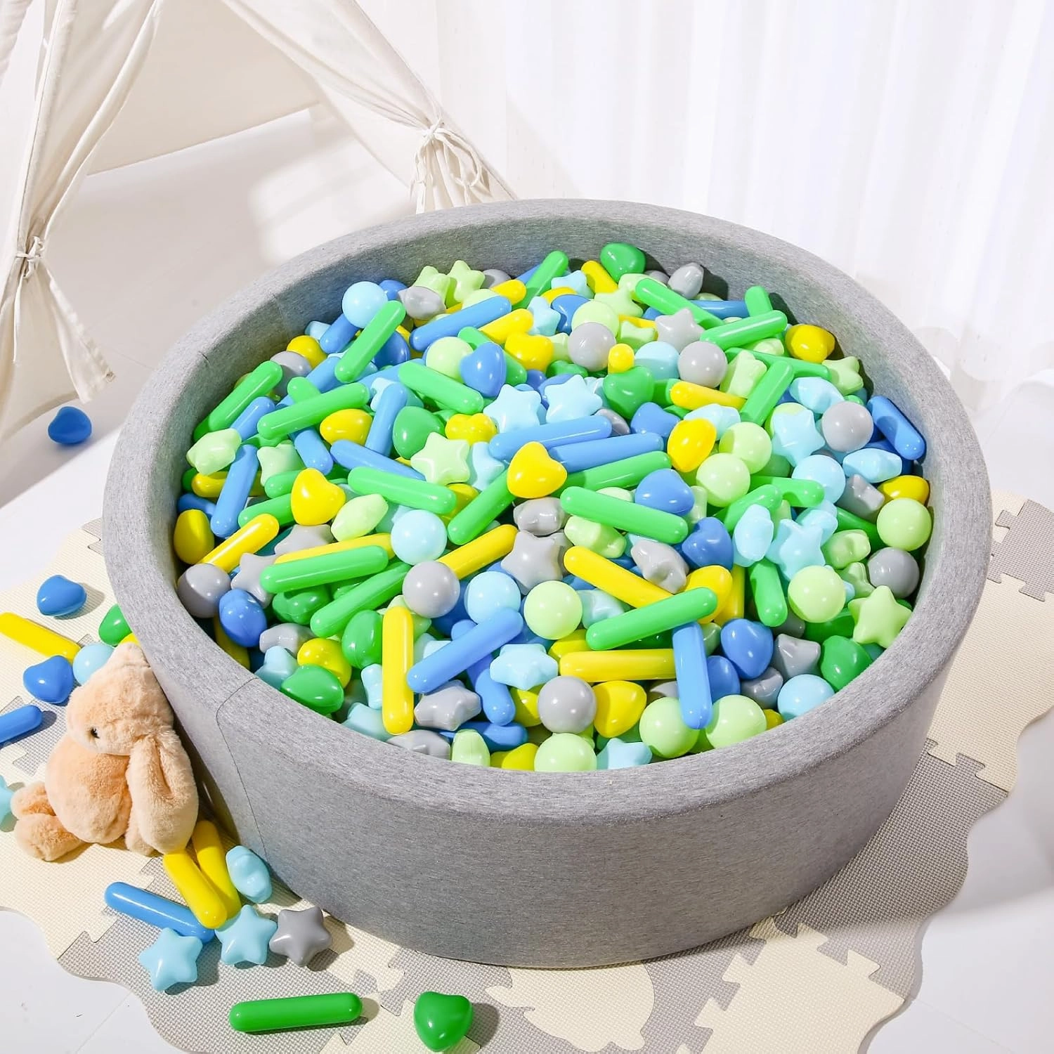 STARBOLO Ball Pit Balls for Toddlers - Macaron 150 Ball Pit Balls Crush Proof Plastic Toy Balls for Toddlers Ball Pits, Ball Pit Play Tent, Baby Pool Water Toys(Mixed Green)