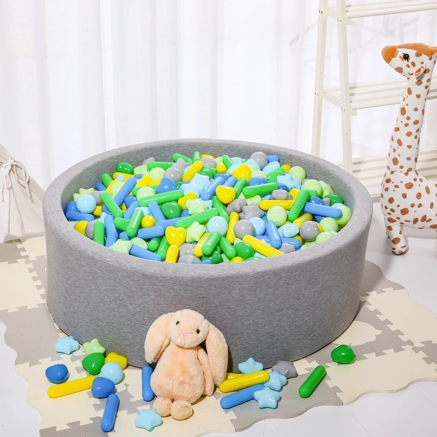 STARBOLO Ball Pit Balls for Toddlers - Macaron 150 Ball Pit Balls Crush Proof Plastic Toy Balls for Toddlers Ball Pits, Ball Pit Play Tent, Baby Pool Water Toys(Mixed Green)