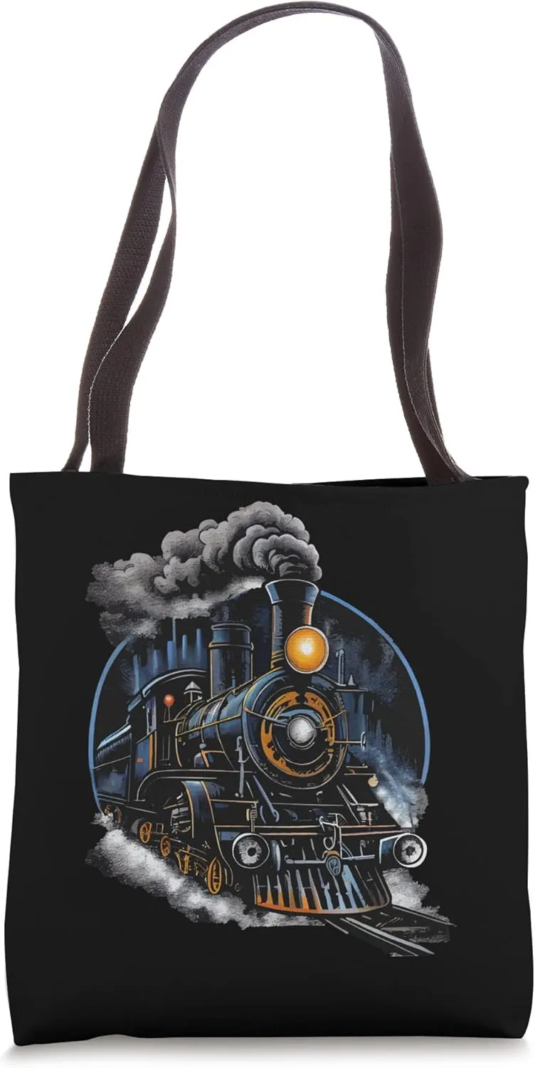 Steam Locomotive Train Lover Railway Railroad Steam Engine Tote Bag