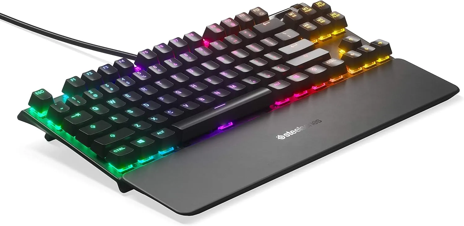 SteelSeries Apex 7 TKL Compact Mechanical Gaming Keyboard – OLED Smart Display – USB Passthrough and Media Controls – Linear and Quiet – RGB Backlit (Red Switch)