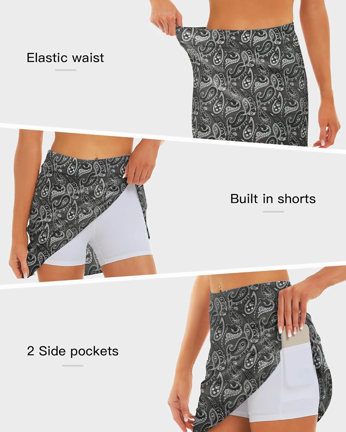 Stelle Women's Athletic Skorts 17" Golf Skirts Inner Shorts Tennis Skort with 2 Pockets Running Sports Pickleball Skirt