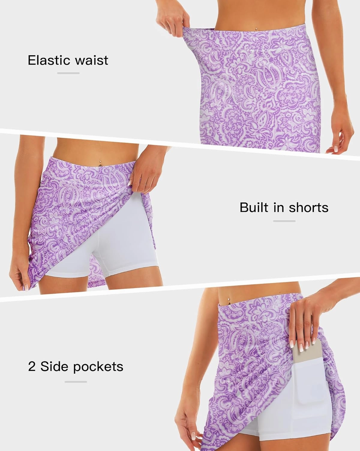 Stelle Women's Athletic Skorts 17" Golf Skirts Inner Shorts Tennis Skort with 2 Pockets Running Sports Pickleball Skirt