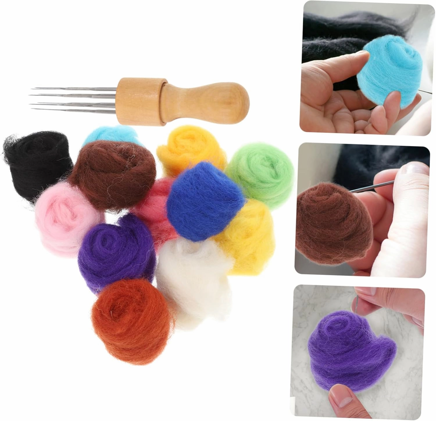 STOBOK 4 Sets Craft Kit Felt Balls for Crafts Felting Wool Kit for Beginners Random Color