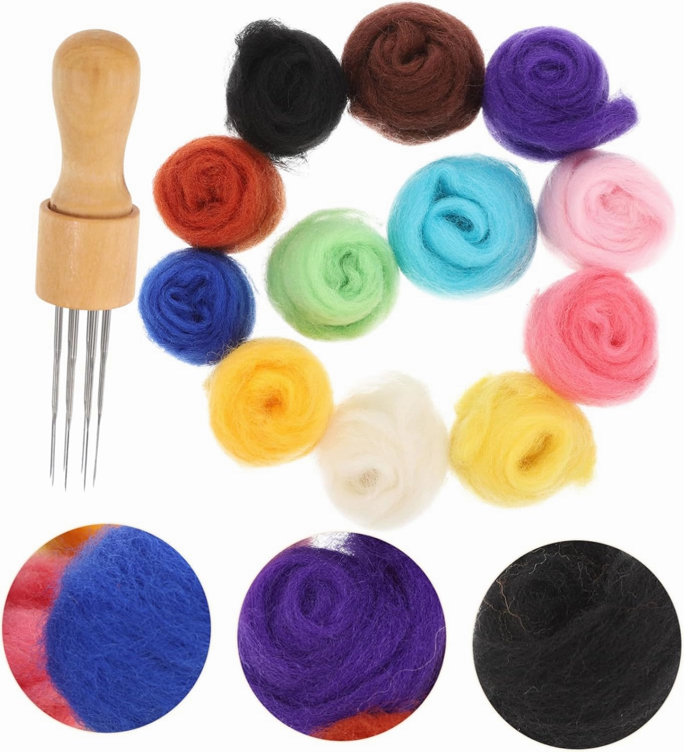 STOBOK 4 Sets Craft Kit Felt Balls for Crafts Felting Wool Kit for Beginners Random Color