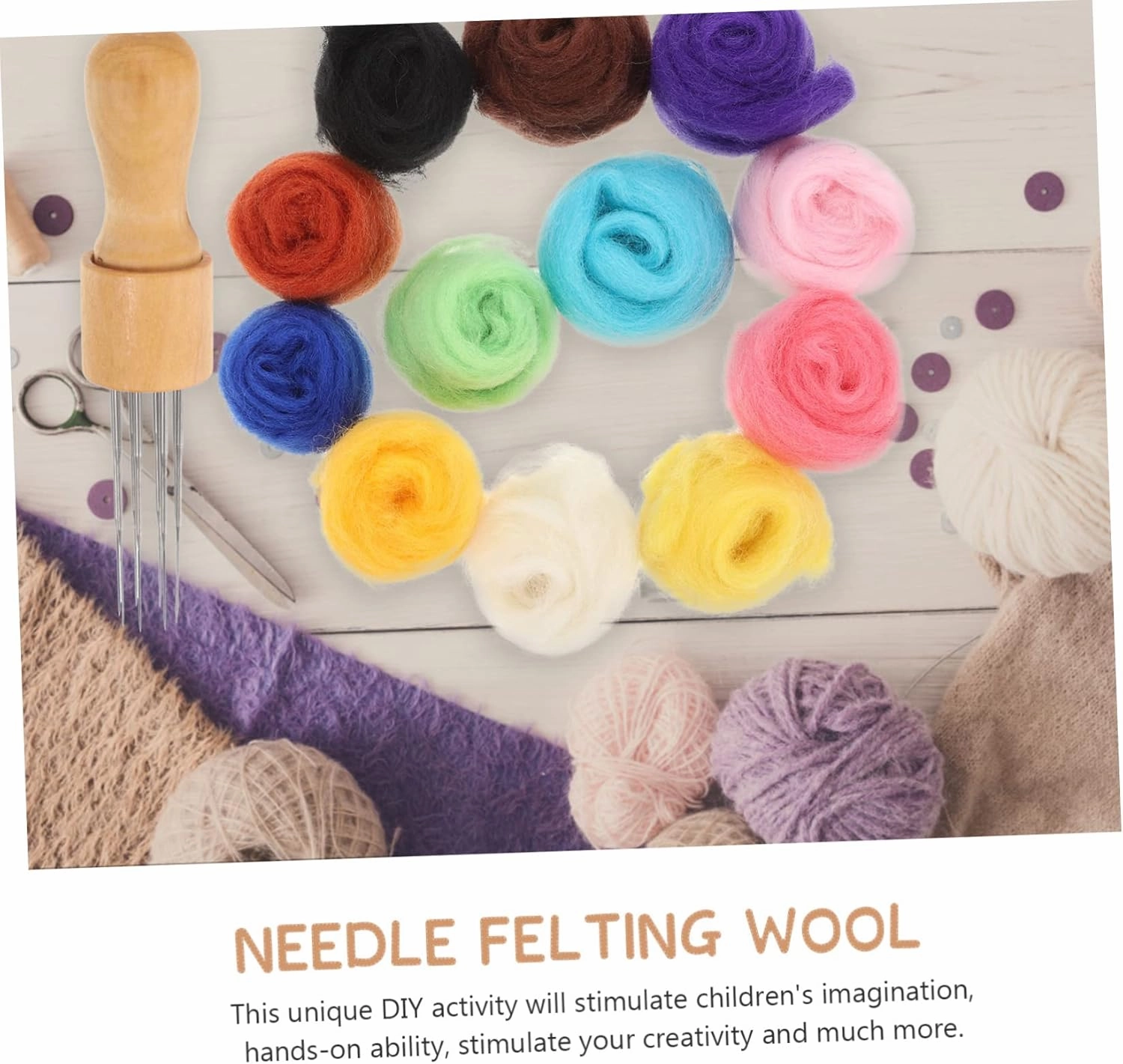 STOBOK 4 Sets Craft Kit Felt Balls for Crafts Felting Wool Kit for Beginners Random Color