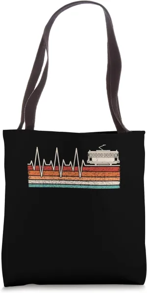 Streetcar Heartbeat Retro Tram Tote Bag