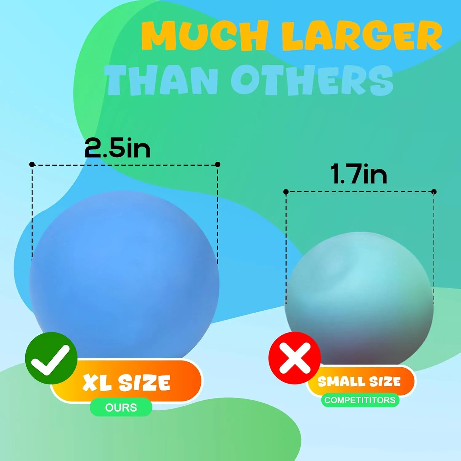 Stress Balls 24 Pack for Kids Adults, 2.5" XL Sensory Squishy Balls Bulk, Squeeze Large Fidget Balls for Anxiety and Stress Relief, Calm Down Item for Boys Girls Children with ADHD Autism