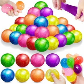 Stress Balls for Kids Adults, 28 Pack Glitter Squeeze Balls Fidget Toys for Adults Anxiety Stress Relief Toys, School Classroom Exchange Prizes Party Favors Easter Valentines Christmas Birthday Gifts
