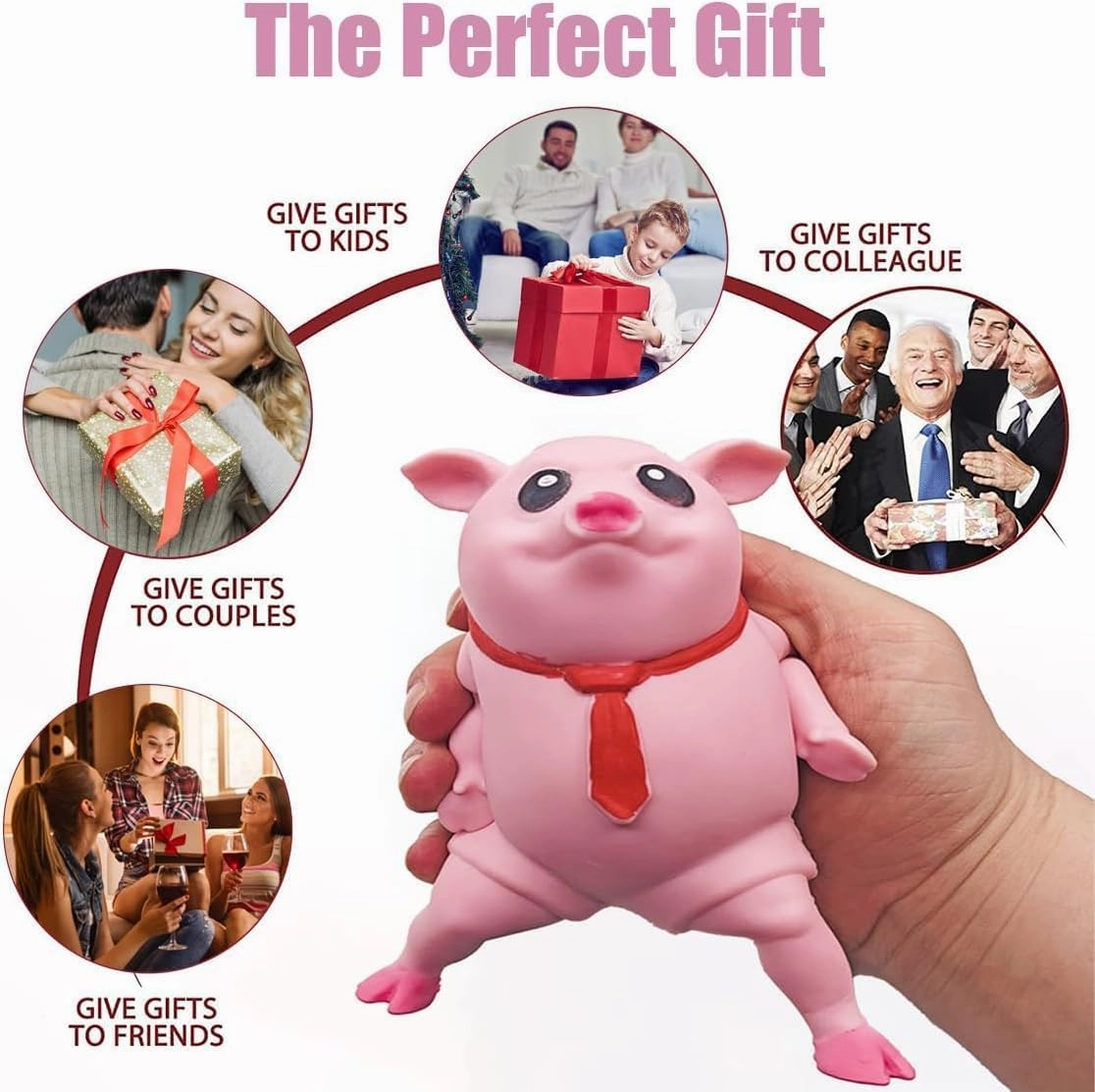 Stretchy Glue-Sand Filled Rubber Pig, Latex Piglet Soft Decompression Doll Toy, Animal High-Elastic Stretchable, Decompression Toy for Adults and Children