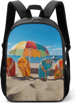 Stylish Backpack, Colorful Flip Flops Beach Ball Print Durable Backpack Travel Backpack Hiking Backpack Ergonomic Backpack Comfortable Backpack